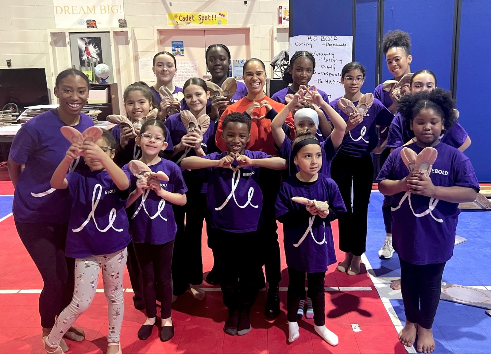 Misty Copeland and BE BOLD students and teaching artists at the Kips Bay Boys & Girls Clubhouse Palmaro.
